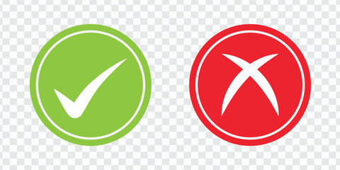 Poster - Cross and check mark icon in green and red color button