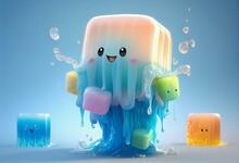 Cartoon Cute Jelly Monster - Funny Jellyfish Character. Generative AI