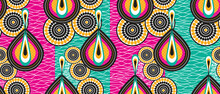 African Wax Print Pattern. Seamless Beautiful Kitenge, Chitenge, Dutch Wax, And Angara Style. Fashion Design In Colorful. Geometric Abstract Water Drop Pattern. African Wax Print Fabric.