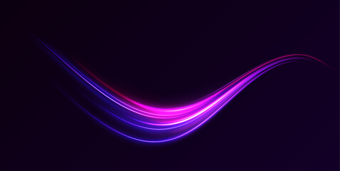 Leinwandbilder - Cyberpunk light trails in motion or light slow shutter effect. Abstract light lines of movement and speed with white color glitters. 