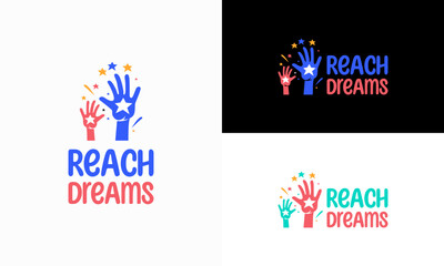 Wall Mural - reaching star fun logo, online learning logo designs vector, kids dream logo, reach dreams logo