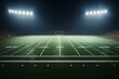 Football field illuminated by stadium lights, Generative AI	