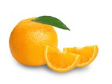 Fototapeta  - 葉付きオレンジとカットしたオレンジ