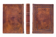 © alexlibris - Brown leather cover of elegant journal captured isolated from three sides
