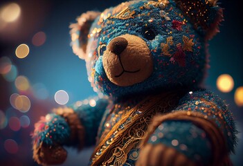 Beautiful carnival themed teddy bear, Generative AI