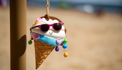 Happy ice cream on the beach.