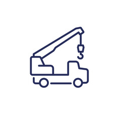 Poster - crane truck line icon on white