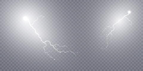 Poster - Realistic lightning. Light effect of electric discharge. Lightning for web design and illustrations.	
