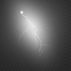 Poster - Realistic lightning. Light effect of electric discharge. Lightning for web design and illustrations.