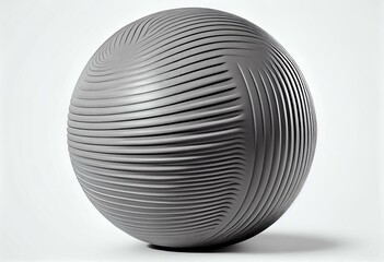 Poster - Rendering of grey ridged exercise ball isolated on white background. Generative AI