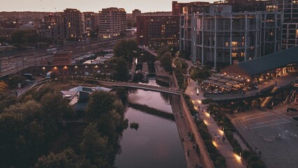 Wall Mural - Aerial shot of the offices and business centers between the Regent's Canal