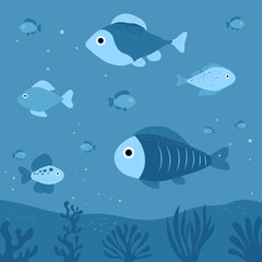 Wall Mural - Underwater world background vector illustration