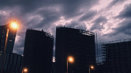 Wall Mural - View of buildings from a moving car, Frankfurt, Germany