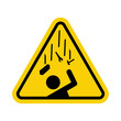 © Oleksandr - Falling objects danger sign. Falling objects warning sign. Caution, falling objects from a height on construction sites cause injury. Yellow triangle sign with icon of falling tools on a person.