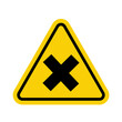 Sign of harmful or irritating substances. Warning sign irritating substances. Yellow triangle sign with a cross icon inside. Danger, allergic irritants harmful to health.