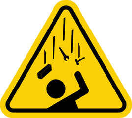 falling objects danger sign. falling objects warning sign. caution, falling objects from a height on