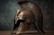 An ancient Spartan armor and a Corinthian helmet. AI