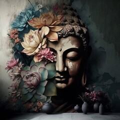 Wall Mural - Buddha Illustration for buddha purnima and vesak day, Generative Ai