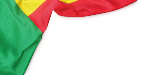 Banner with flag of Benin over transparent background. 3D rendering