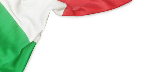 Banner with flag of Italy over transparent background. 3D rendering
