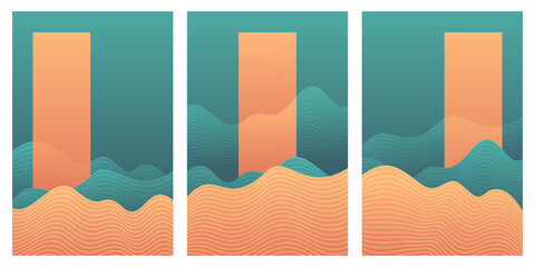Poster - Abstract banner - wavy shapes and vertical space