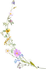 Wall Mural - decorative floral corner with wild flowers