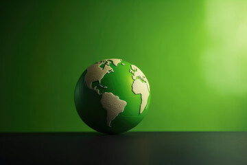 Planet Earth in Green Background. Renewable Energy and Environmental Protection Concept. Generative AI.