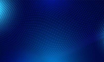 Abstract technology big data digital background. Dot blue wave light screen gradient texture background. 3d wave point fractal grid science futuristic audio visualization.Technology and science.Vector