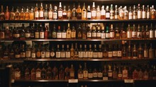  Liquor Store Display With Variety Of Hard Liquor Brands AI Generated