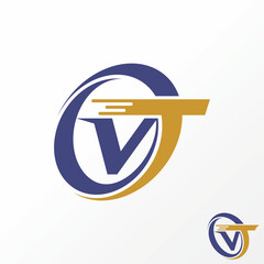 Poster - Logo design graphic concept creative abstract premium free vector stock letter VT fast font in circle cut swoosh. Related to monogram transportation