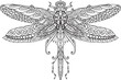 Mandala dragonfly for coloring, engraving, printing and so on. Vector illustration.