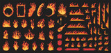 Fototapeta Kosmos - Flaming fire colorful set emblems