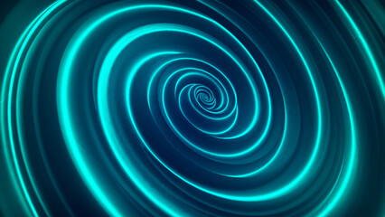 Poster - The whirlpool. Metallic silk water spiral. Concentric optical Illusion. Abstract point digital wave of particles. The whirlpool. Liquid vortex. Seamless loop. 3D rendering.