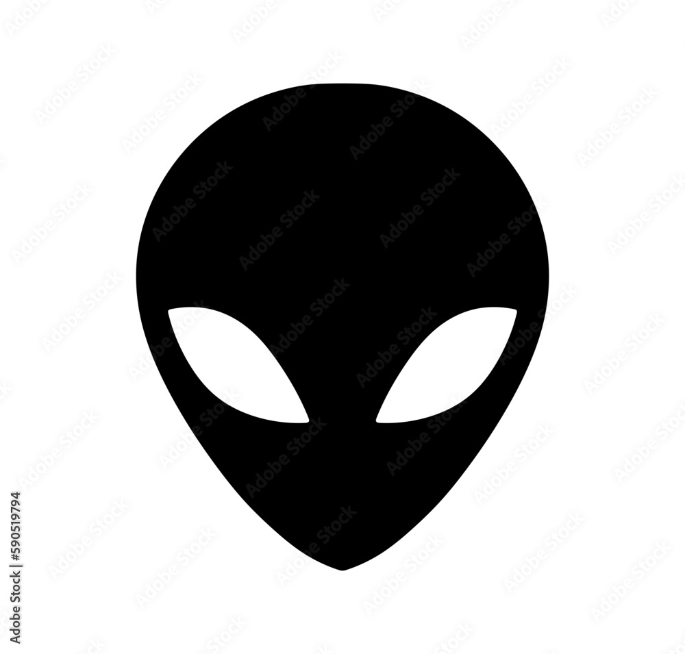 Vector isolated one single symmetrical alien head face portrait front ...