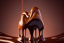 Dripping Melted Chocolate For Valentine's Day. Generative AI
