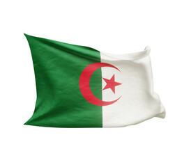 Waving flag of Algeria isolated on transparent background. 3D rendering