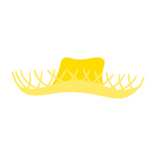 Festa Junina Traditional Straw Hat Hand Drawn Cartoon Illustration. Vector, Isolated On White. Brazilian Holiday, Saint John Festival, Party, Carnival Design Element. Summer Headwear, Sun Hat