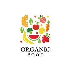 Wall Mural - Healthy Organic eco vegetarian food Logo design vector Template