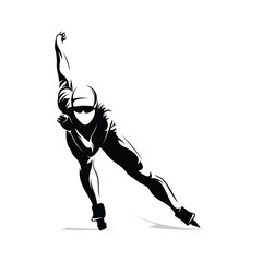 Wall Mural - Silhouette of a speed skater vector illustration. Sport emblem. Winter sport vector icon.