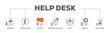 Help desk banner web icon vector illustration concept with icon of support, information, advice, problem solving, help, service and solutions
