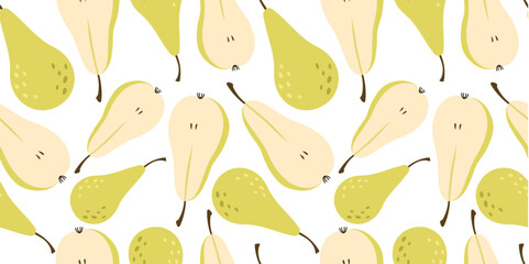 Canvas Print - Seamless pattern with pears on a white background