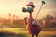 Flamingo Golf Player On Golf Course Playing Golf At Dawn Generative AI