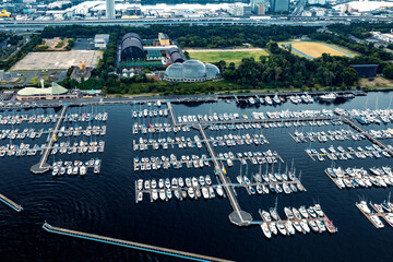 Poster - Yumenoshima Marina boats docked in Koto city, Tokyo, Japan
