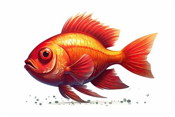 Sticker - colorful goldfish swimming in a clear blue aquarium. Generative AI