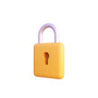 © StopAsking - Yellow padlock icon 3d render isolated side view PNG transparent
