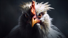 Angry Rooster Farm Animal Chicken With Mean Face. Generative AI