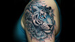 Tattoo art, blue lotus tiger tattoo, generative ai