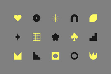 Wall Mural - symbols set. abstract and basic shapes. geometric forms. minimalist icons. flat vector concept. mode