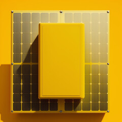 Poster - Solar panel on a yellow background. Generative AI.