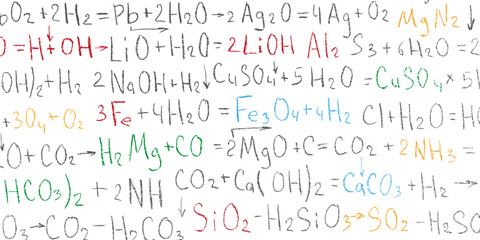 Wall Mural - handwritten formulas background.school background in chemistry .letters and numbers .vector illustra